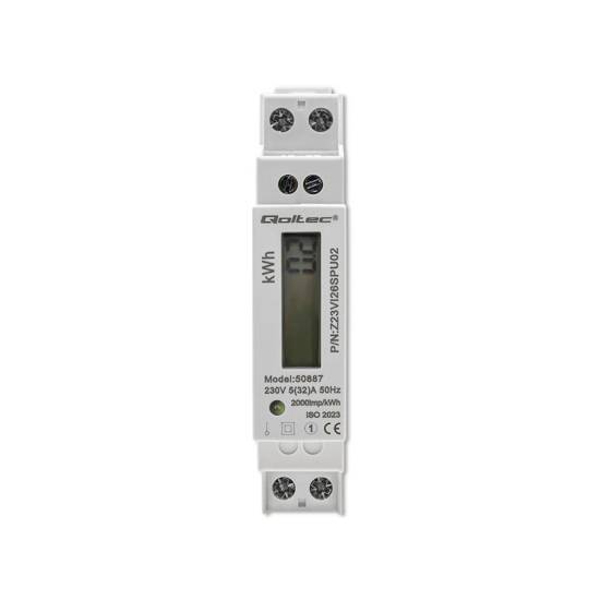 Licznik zużycia energii na szynę DIN jednofazowy 230V LCD 1P Slim Qoltec 50887