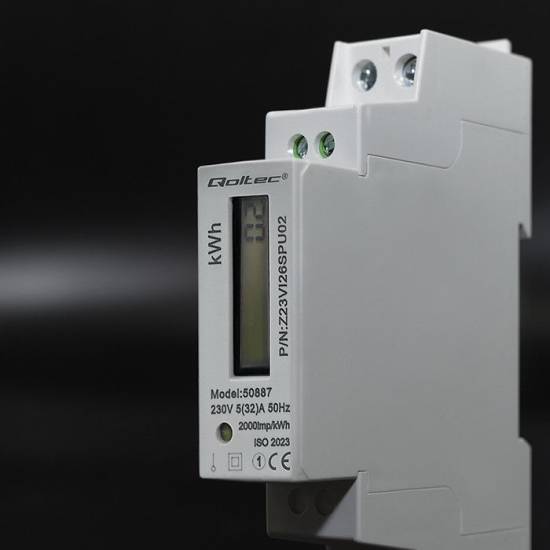 Licznik zużycia energii na szynę DIN jednofazowy 230V LCD 1P Slim Qoltec 50887