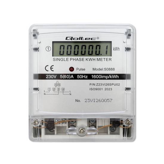 Licznik zużycia energii jednofazowy 230V LCD Qoltec 50888