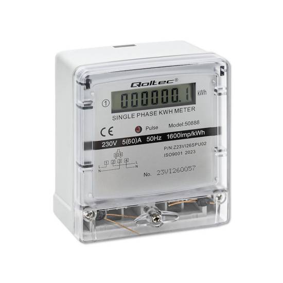 Licznik zużycia energii jednofazowy 230V LCD Qoltec 50888