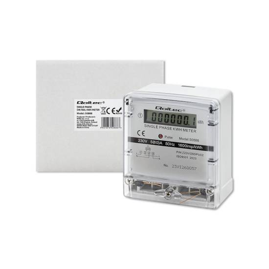 Licznik zużycia energii jednofazowy 230V LCD Qoltec 50888