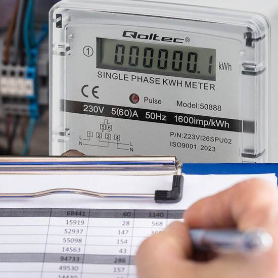 Licznik zużycia energii jednofazowy 230V LCD Qoltec 50888