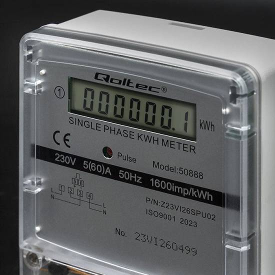 Licznik zużycia energii jednofazowy 230V LCD Qoltec 50888