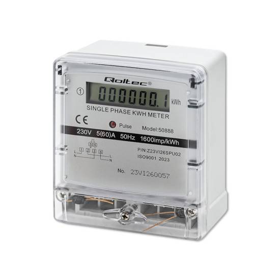 Licznik zużycia energii jednofazowy 230V LCD Qoltec 50888