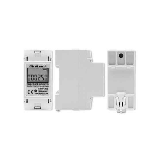 Licznik zużycia energii na szynę DIN jednofazowy 230V LCD 2P Qoltec 50899