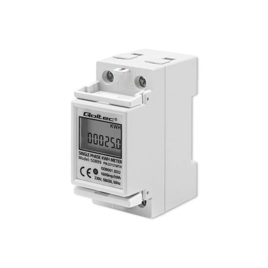 Licznik zużycia energii na szynę DIN jednofazowy 230V LCD 2P Qoltec 50899