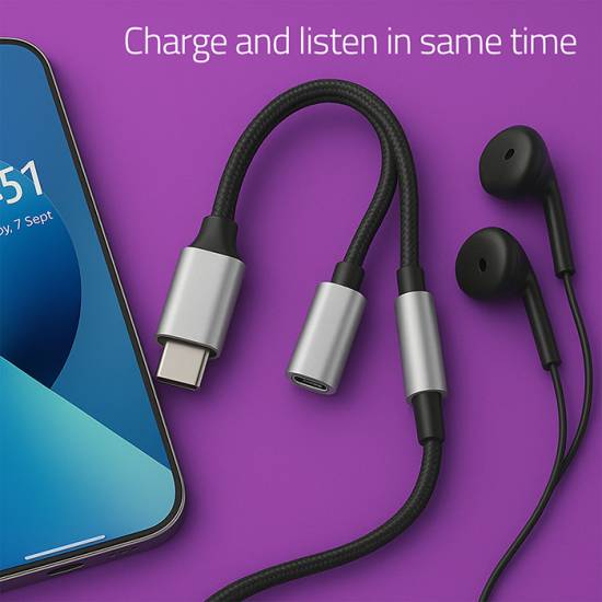 Adapter USB-C -> mini jack i Typ-C 15W Qoltec 51785