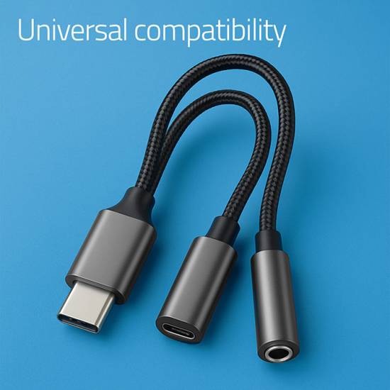 Adapter USB-C -> mini jack i Typ-C 15W Qoltec 51785
