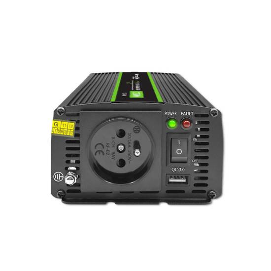 Przetwornica napięcia Monolith 600W / 1200W 12V na 230V Czysty Sinus Qoltec 51933