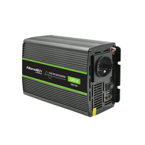 Przetwornica napięcia Monolith 1000W / 2000W 12V na 230V Czysty Sinus Qoltec 51934