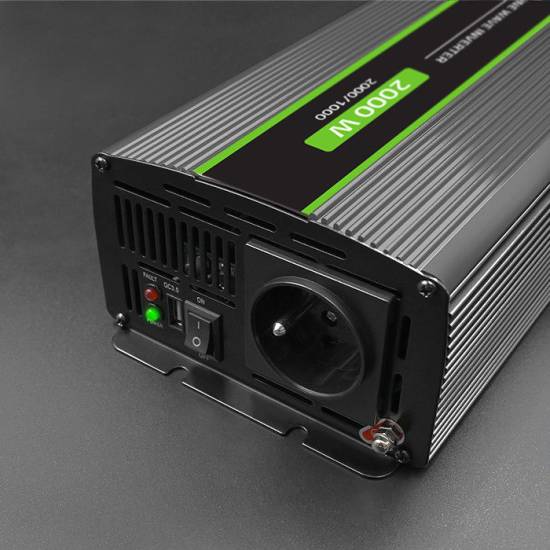 Przetwornica napięcia Monolith 1000W / 2000W 12V na 230V Czysty Sinus Qoltec 51934