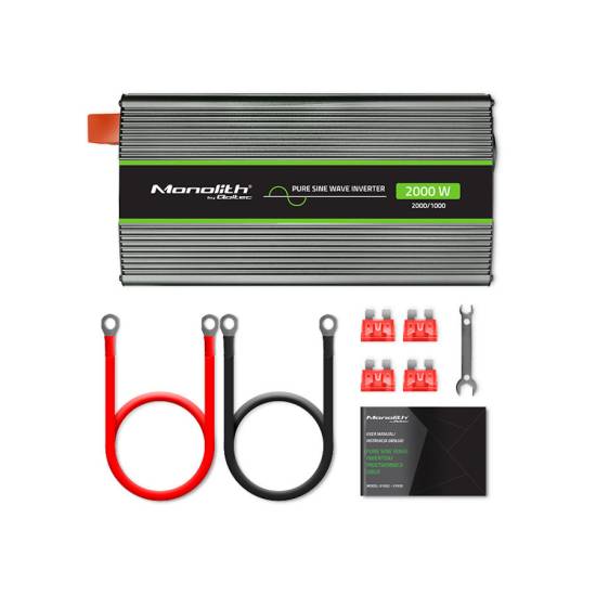 Przetwornica napięcia Monolith 1000W / 2000W 12V na 230V Czysty Sinus Qoltec 51934