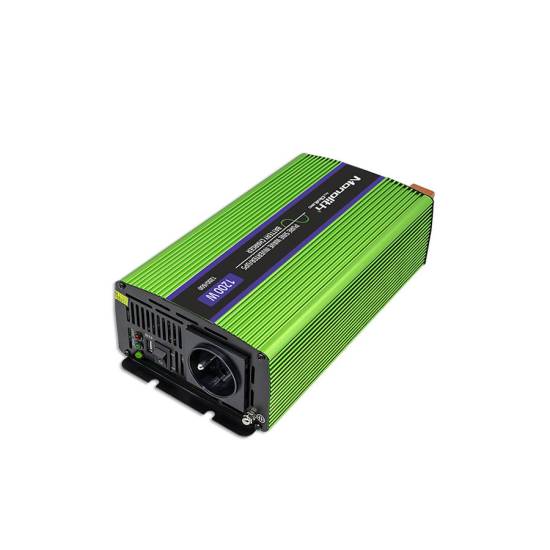 Przetwornica napięcia z ładowaniem baterii Monolith 600W / 1200W 12V na 230V Czysty Sinus Qoltec 51941