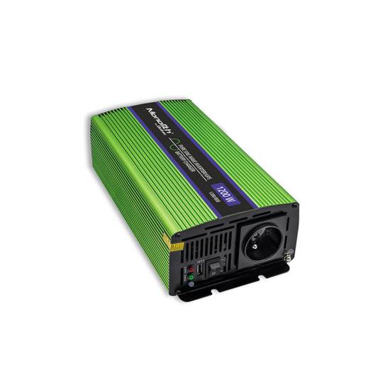 Przetwornica napięcia z ładowaniem baterii Monolith 600W / 1200W 12V na 230V Czysty Sinus Qoltec 51941