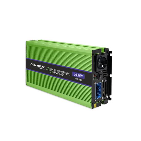 Przetwornica napięcia z ładowaniem baterii Monolith 1000W / 2000W 12V na 230V Czysty Sinus Qoltec 51942