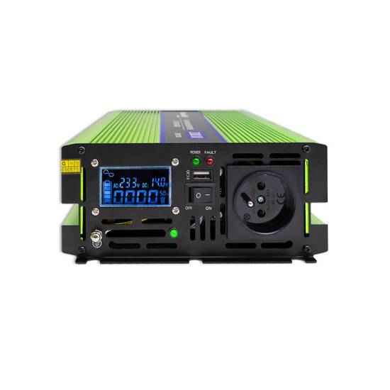 Przetwornica napięcia z ładowaniem baterii Monolith 1000W / 2000W 12V na 230V Czysty Sinus Qoltec 51942