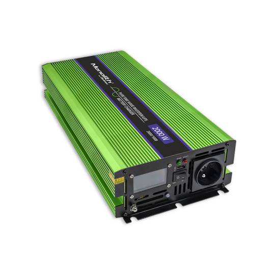 Przetwornica napięcia z ładowaniem baterii Monolith 1000W / 2000W 12V na 230V Czysty Sinus Qoltec 51942