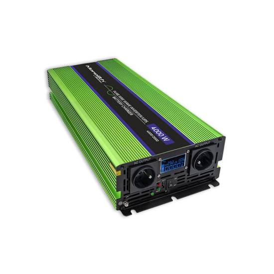 Przetwornica napięcia z ładowaniem baterii Monolith 2000W / 4000W 12V na 230V Czysty Sinus Qoltec 51943