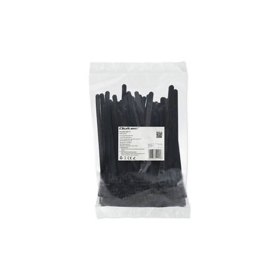 Opaski zaciskowe wielorazowe 100szt 7.2*150mm Nylon66 UV czarne Qoltec 52225
