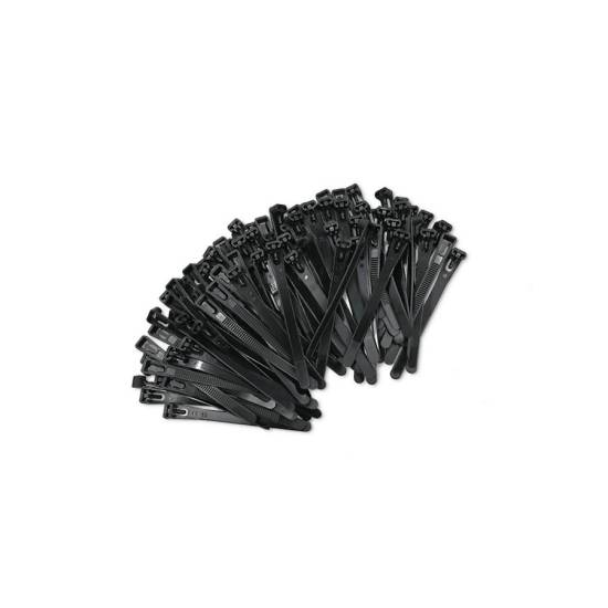 Opaski zaciskowe wielorazowe 100szt 7.2*150mm Nylon66 UV czarne Qoltec 52225