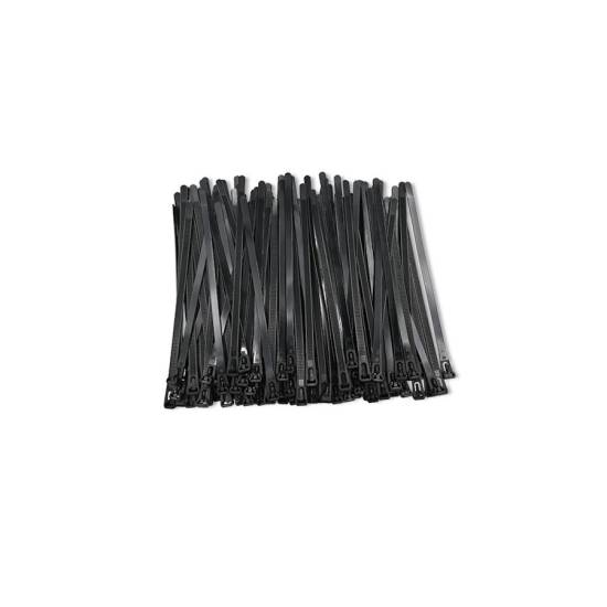 Opaski zaciskowe wielorazowe 100szt 7.2*250mm Nylon66 UV czarne Qoltec 52229