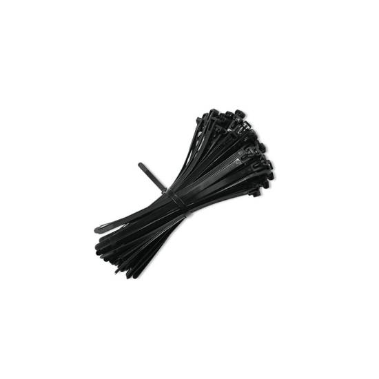 Opaski zaciskowe wielorazowe 100szt 7.2*250mm Nylon66 UV czarne Qoltec 52229