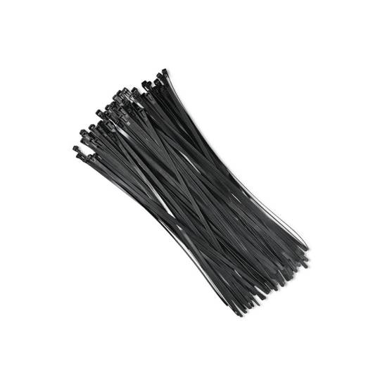 Opaski zaciskowe wielorazowe 100szt 7.2*350mm Nylon66 UV czarne Qoltec 52233