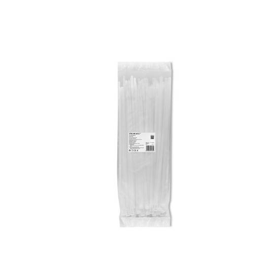 Opaski zaciskowe wielorazowe 100szt 7.2*350mm Nylon66 UV białe Qoltec 52234