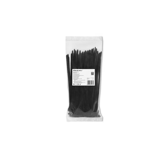 Opaski zaciskowe wielorazowe 100szt 4.8*200mm Nylon66 UV czarne Qoltec 52239