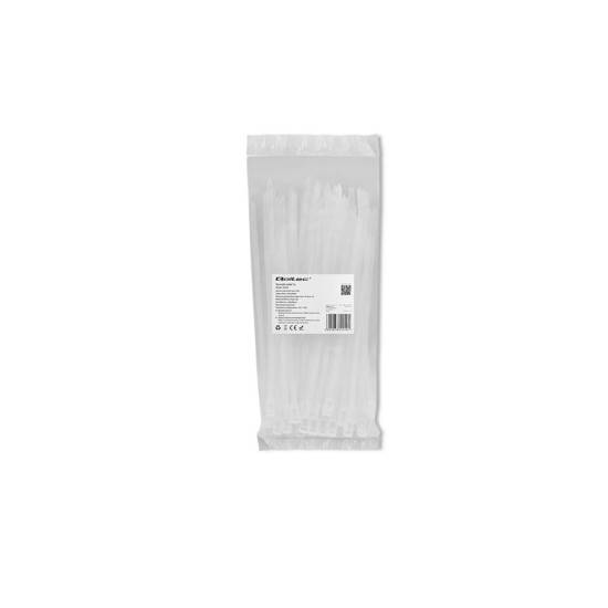 Opaski zaciskowe wielorazowe 100szt 4.8*200mm Nylon66 UV białe Qoltec 52240