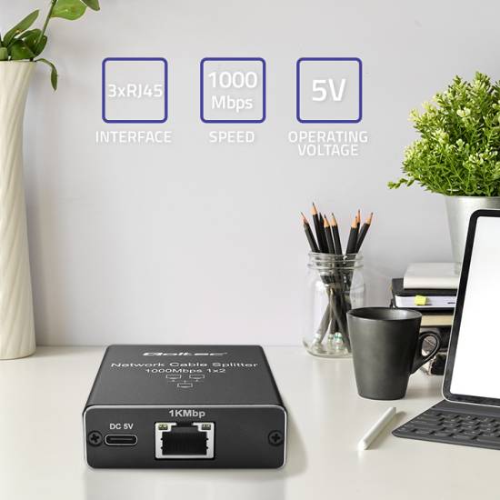 Switch x 3 10/100/1000Mbps Qoltec 52249