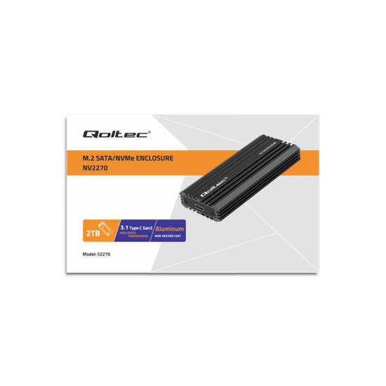 Obudowa SSD M.2 NVMe/SATA USB C 10Gbps Qoltec 52270