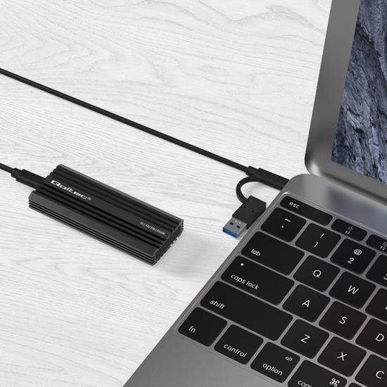Obudowa SSD M.2 NVMe/SATA USB C 10Gbps Qoltec 52270