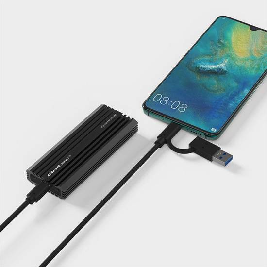 Obudowa SSD M.2 NVMe/SATA USB C 10Gbps Qoltec 52270