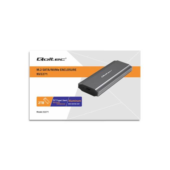 Obudowa SSD M.2 NVMe/SATA USB C 10Gbps Qoltec 52271