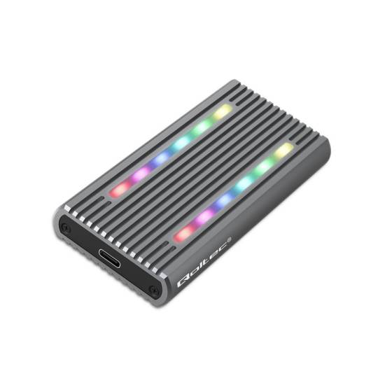 Obudowa SSD M.2 NVMe/SATA USB C 10Gbps RGB LED Qoltec 52272