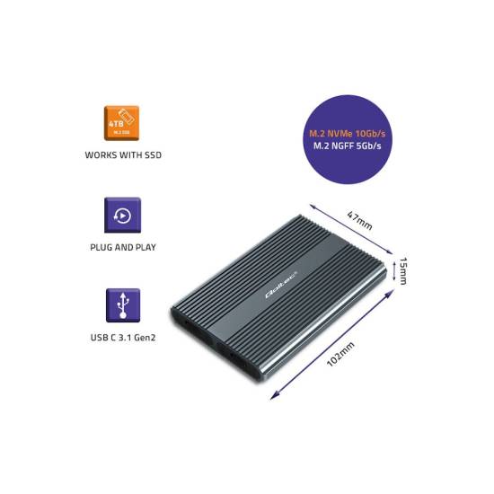 Obudowa SSD 2x M.2 NVMe/SATA USB-C 10Gbps Qoltec 52273