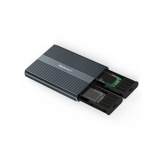 Obudowa SSD 2x M.2 NVMe/SATA USB-C 10Gbps Qoltec 52273