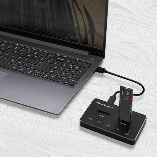 Stacja dokująca USB-C dyski 2x M.2 NVMe 2TB Qoltec 52274