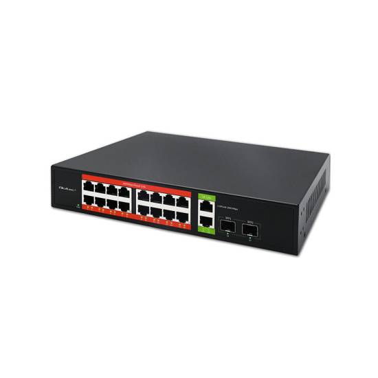 Switch x16 10/100/1000Mbps RJ45 Uplink x2 SFP x2 PoE 250W Qoltec 52292