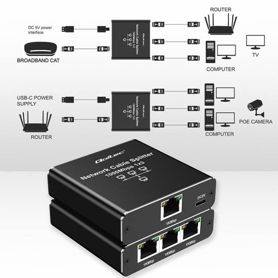 Switch x4 10/100/1000Mbps Qoltec 52294