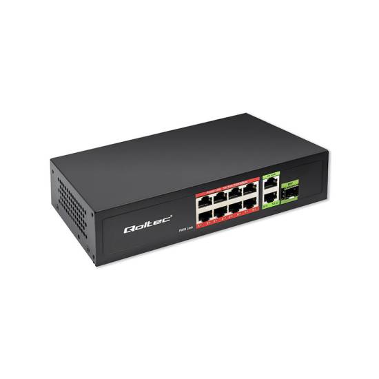 Switch x10 10/100/1000Mbps x1 SFP POE 120W Qoltec 52297