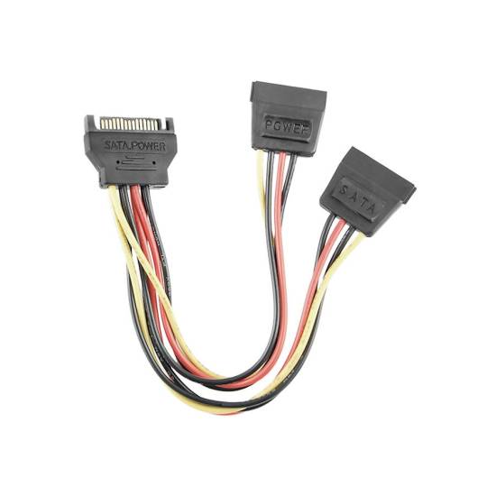 Adapter zasilania Serial ATA SATA męski - rozdzielacz x2 żeński 0,2m Qoltec 52312