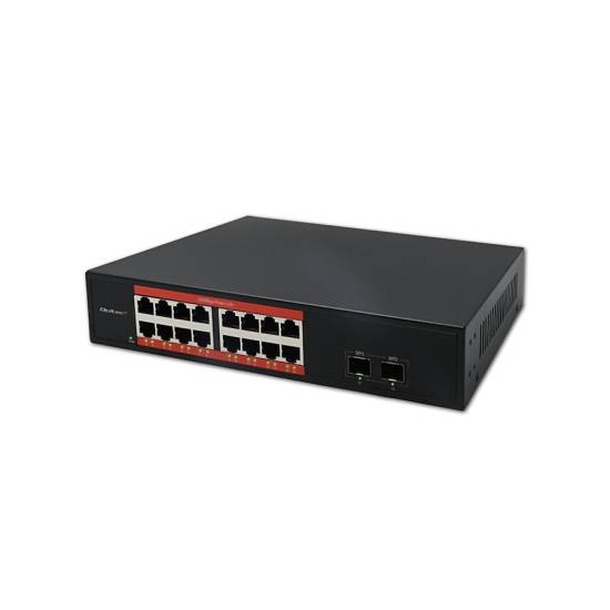 Switch x16 10/100/1000Mbps x2 SFP Qoltec 52364