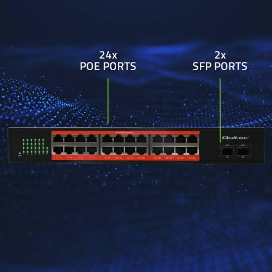 Switch x24 10/100/1000Mbps x2 SFP Qoltec 52365