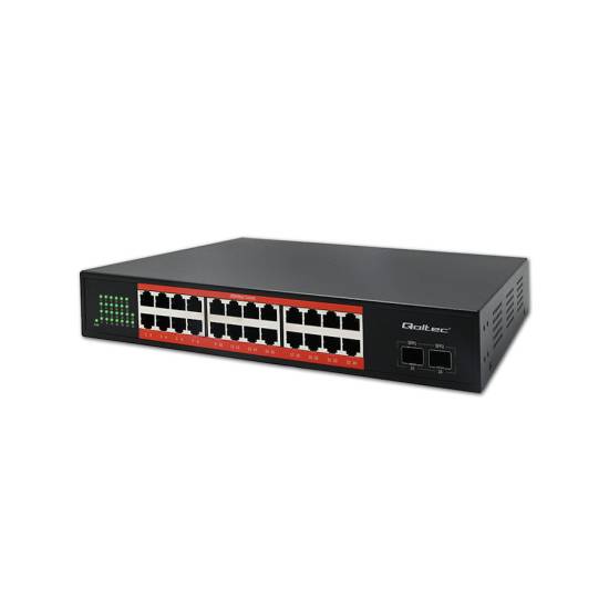 Switch x24 10/100/1000Mbps x2 SFP Qoltec 52365