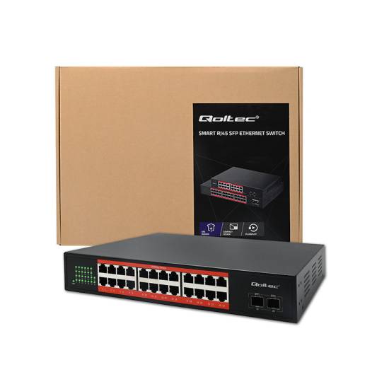 Switch x24 10/100/1000Mbps x2 SFP Qoltec 52365