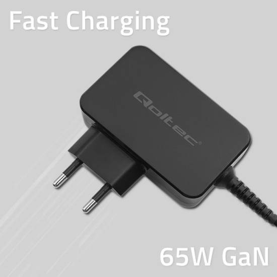 Ładowarka sieciowa GaN USB-C 65W 5-20V 3-3.25A Qoltec 52386