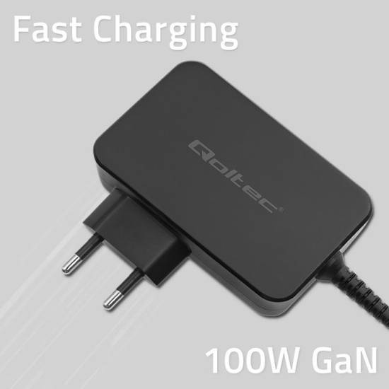 Ładowarka sieciowa GaN USB-C 100W 5-20V 3-5A Qoltec 52388