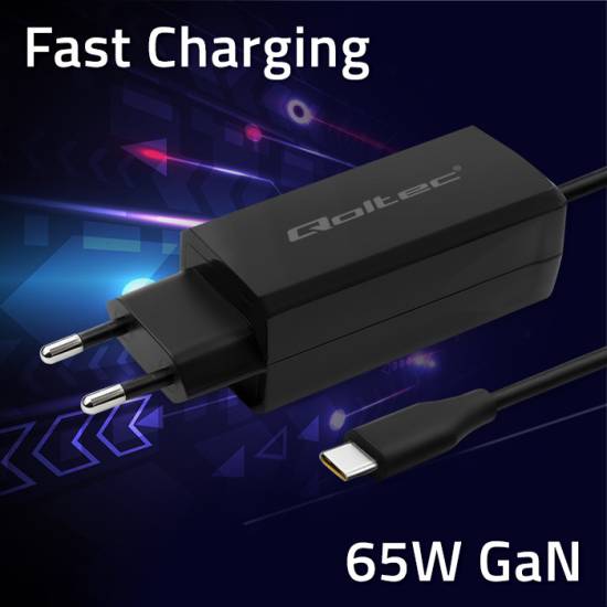 Ładowarka sieciowa GaN USB-C 65W 5-20V 3-3.25A Super Fast Qoltec 52419